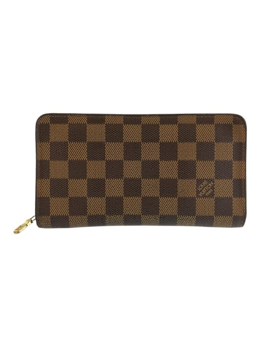 Louis Vuitton Damier Porte Monnaie Zip Wallet Zippy Brown Gold
